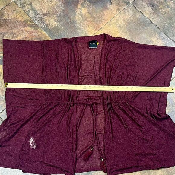 Lyssé Burgundy Women's Sheer Open Front Kimono Cardigan XL - Picture 6 of 12